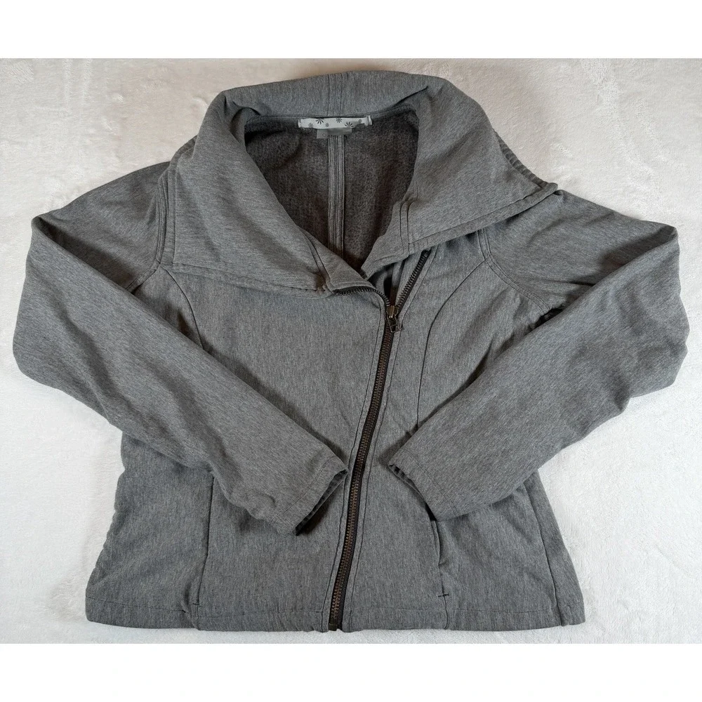 Athleta Jacket Women's Sz M Gray City Limits Moto Diagonal Zip Stretchy Athletic
